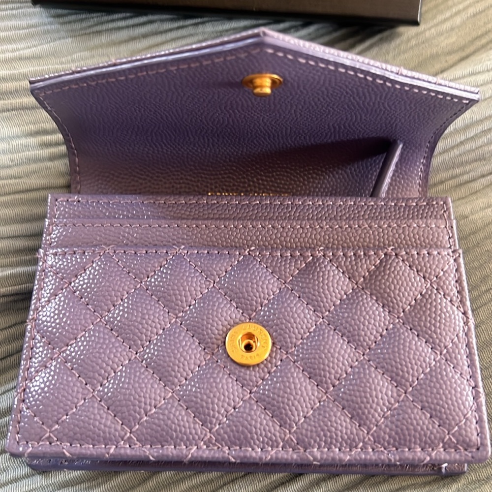 Authentic Saint Laurent Purple Quilted Leather Wallet - Picture 11 of 14